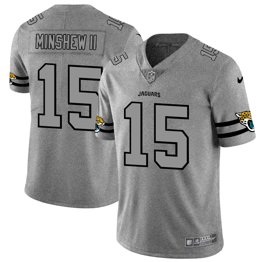 Men Nike Jacksonville Jaguars 15 Gardner Minshew II Gray Gridiron II Vapor Untouchable Limited NFL Jersey